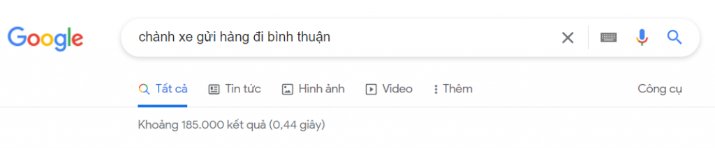Chành xe gửi hàng đi Bình Thuận tìm kiếm trên Google