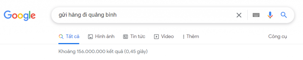 Tìm kiếm gửi hàng đi Quảng Bình trên Google