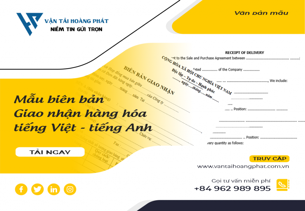 Mẫu biên bản giao nhận hàng hóa tiếng Việt và tiếng Anh