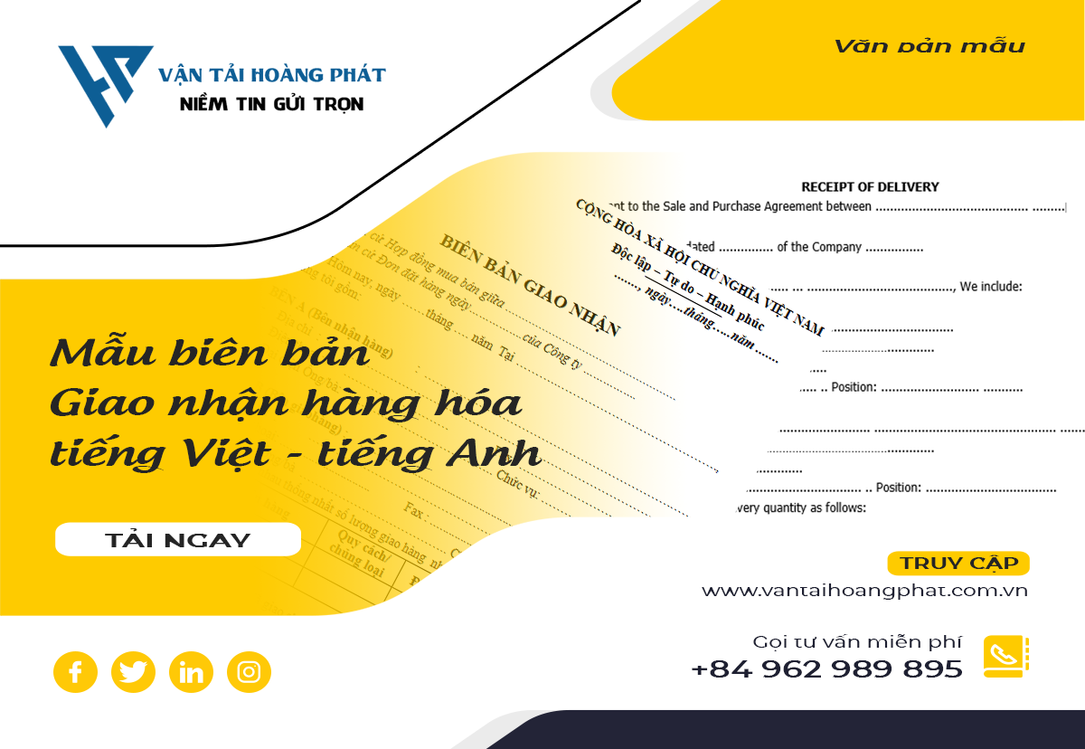 Mẫu biên bản giao nhận hàng hóa tiếng Việt và tiếng Anh 2022