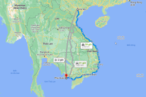 Khoảng cách từ Hà Nội đến Phú Quốc bao nhiêu km?